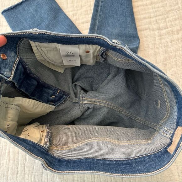 Mother Denim The Mid Rise Dazzler Ankle Fray Riding the Cliffside Size 28 - Picture 9 of 14